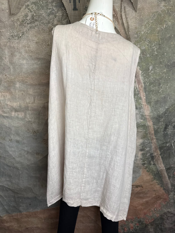 91755 Uneven Tank Top-Beige