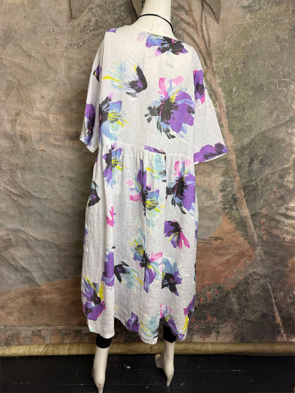 91877-52 Artful Bloom Dress-White