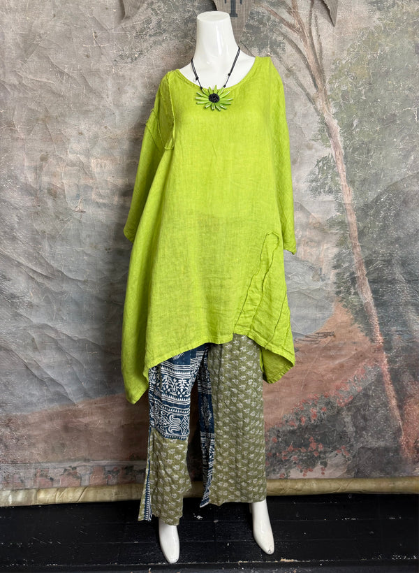 91624 Solid Patch Tunic Shirt-Kiwi