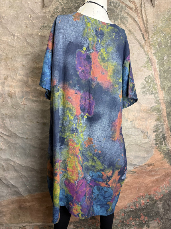 90847P Painted Presence Dress-Navy