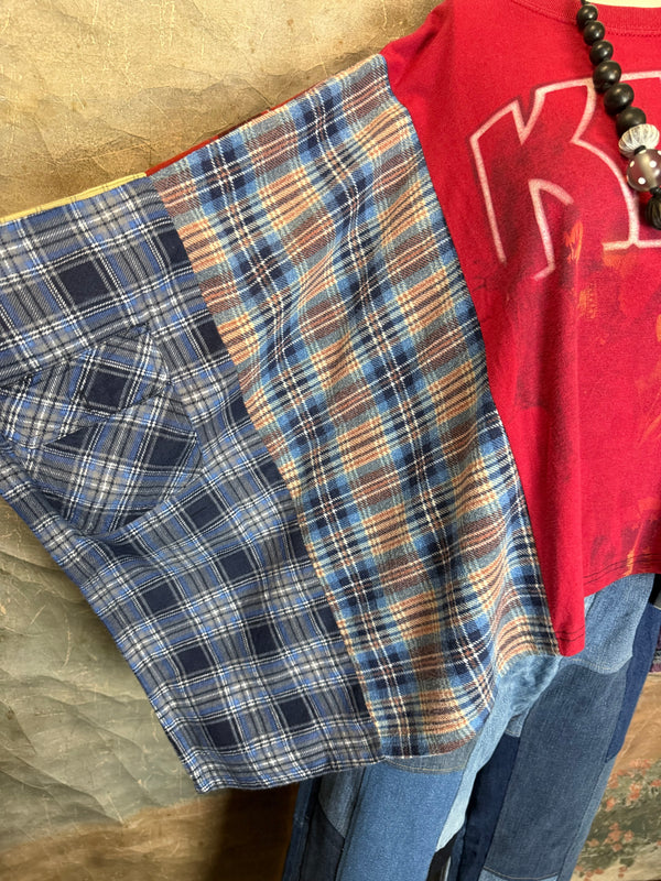 5576 Flannel Band Tee Topper-D