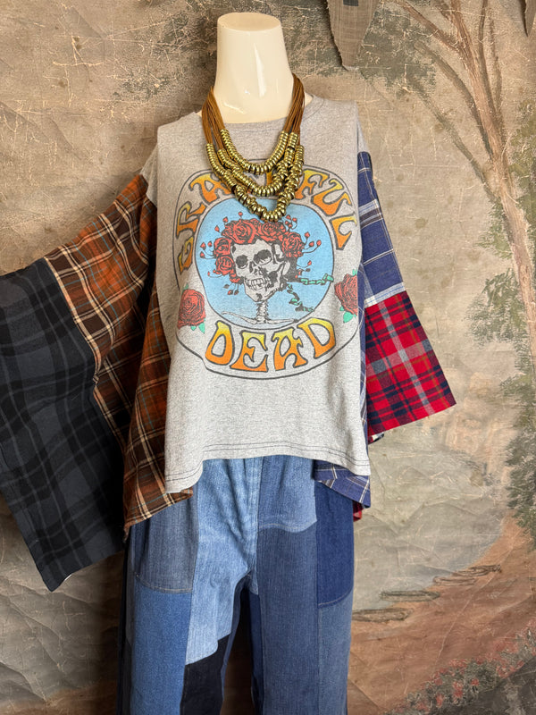 5576 Flannel Band Tee Topper-F