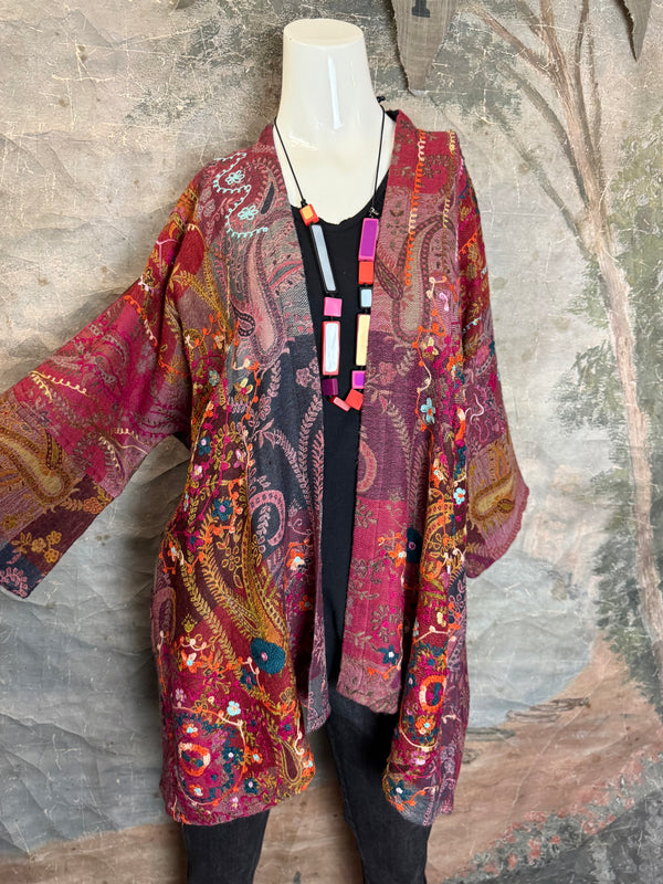 ANU 19828 Embroidered Duster JKT-Macroon