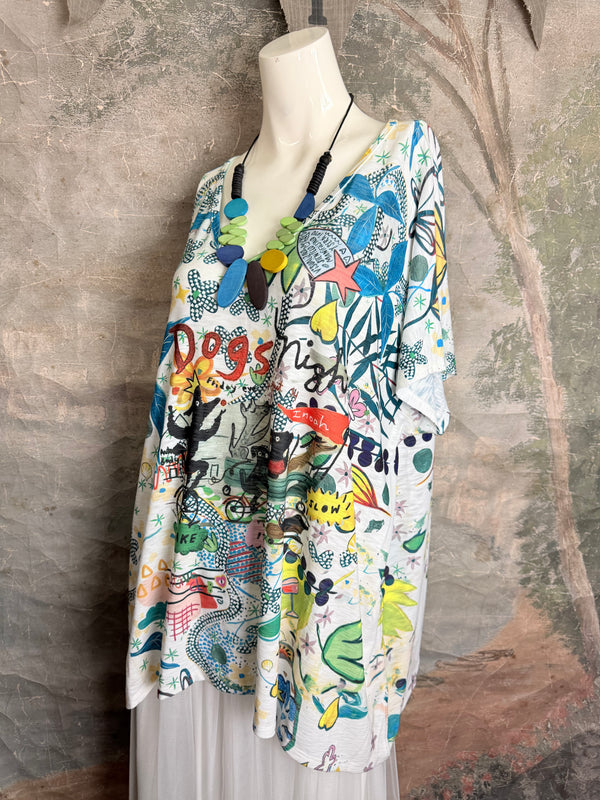 T1640K Vneck Dolman Top-Dogs Night