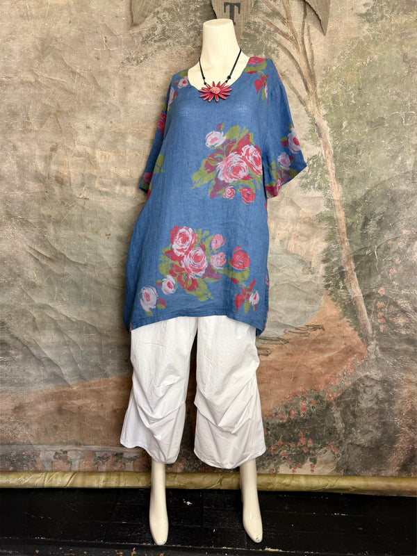 90645-62 Rose Pocket Tunic-Blue