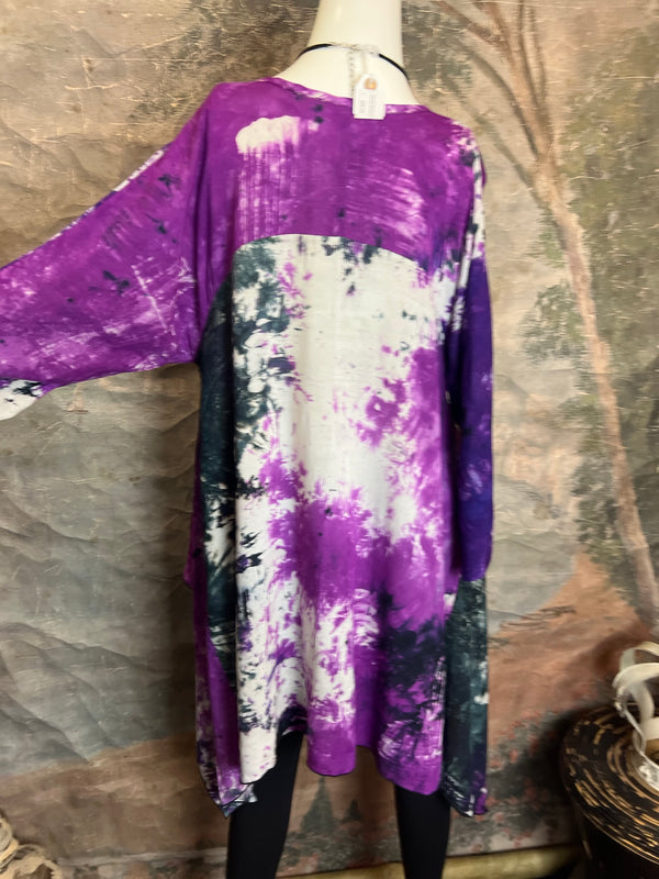 7063V Block Dyed Justly Top-Violet MIX