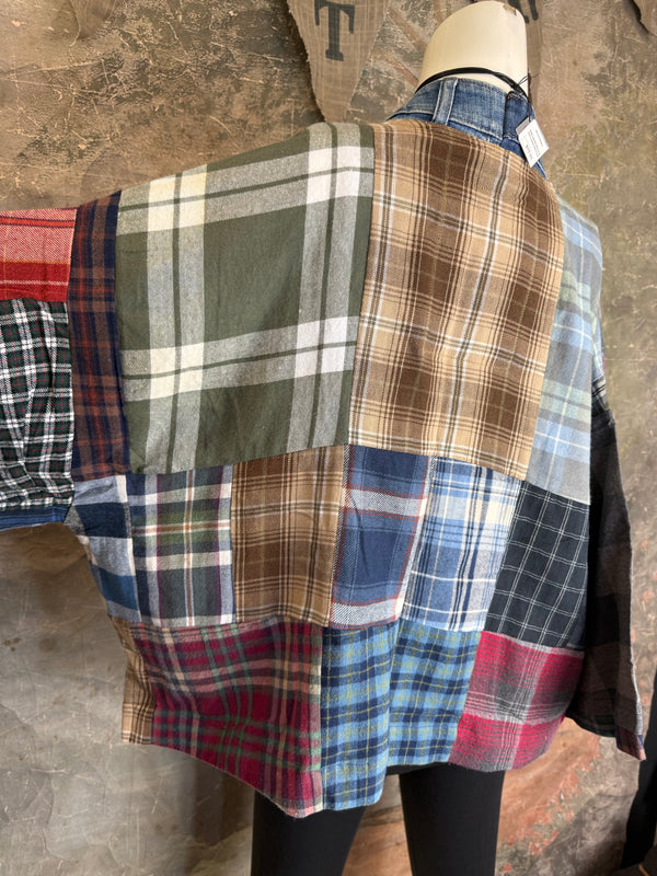 5572-Short Flannel Patchwork Duster-D