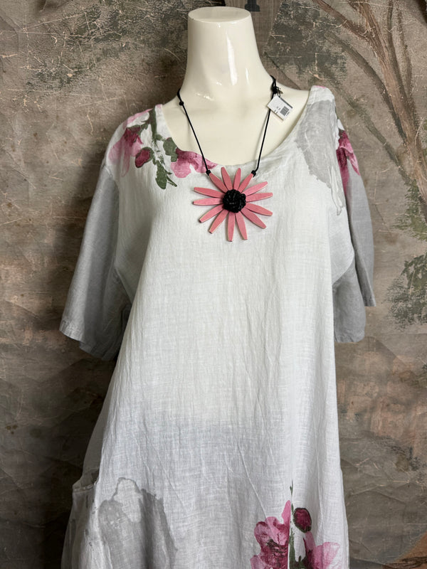 90847B Painters Garden Dress-White