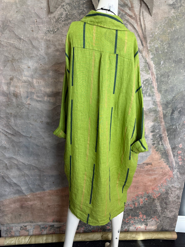 91750S Stripe Big Shirt-KIWI