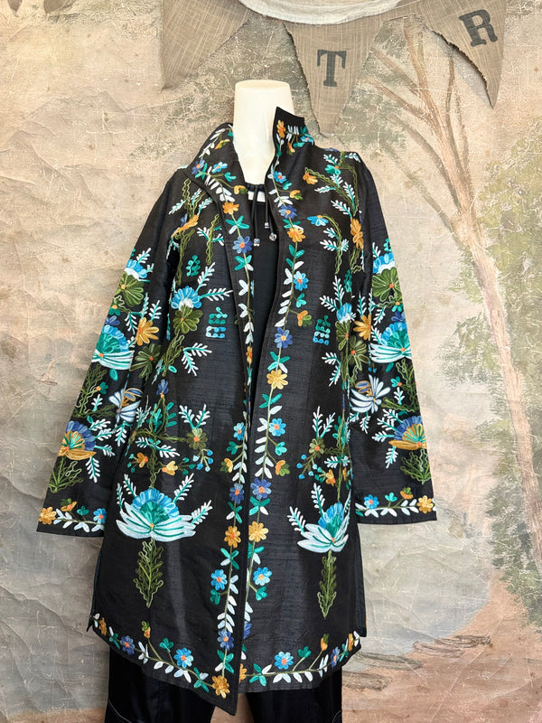 ANU 19969 Silk Embroidered Jacket-Lapis