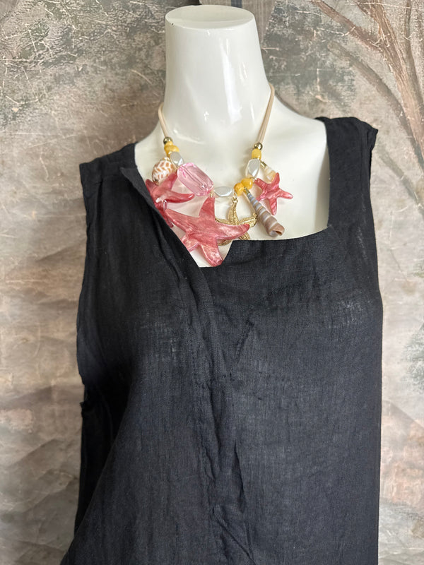 91755 Uneven Tank Top-Black