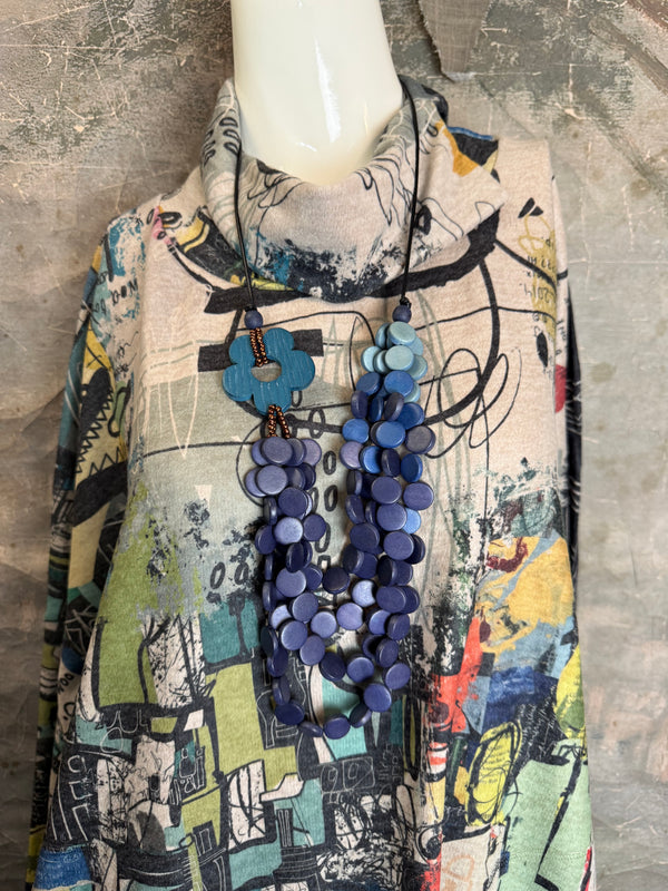 T1097 Cowlneck Dolman Slv Top-vivid dreams