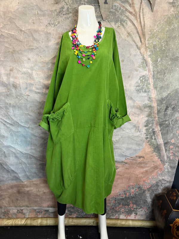 92003 Corduroy Pocket Dress-Kiwi