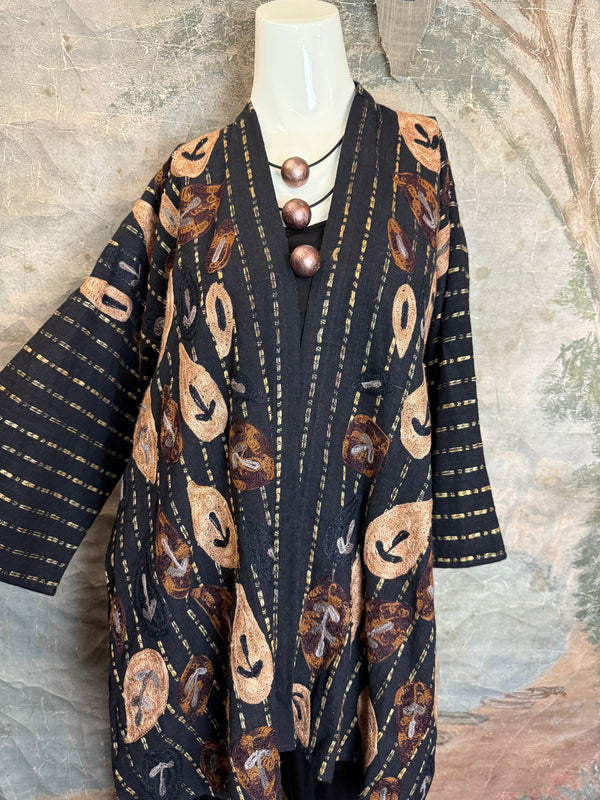 ANU 19828 Embroidered Duster JKT-Fudge