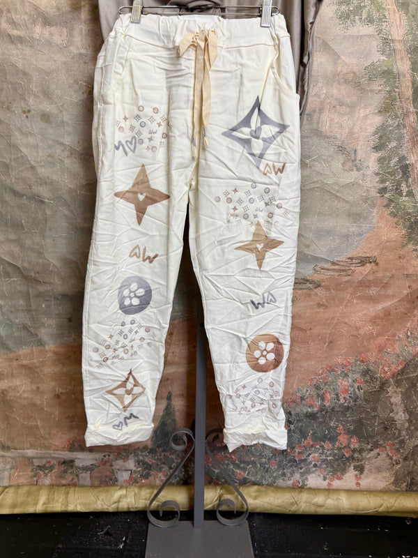 0A910 Pull On Stretch Pants-Lucky Star