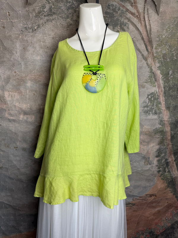 MP-HLT561 Ruffle Hem Top-Kiwi
