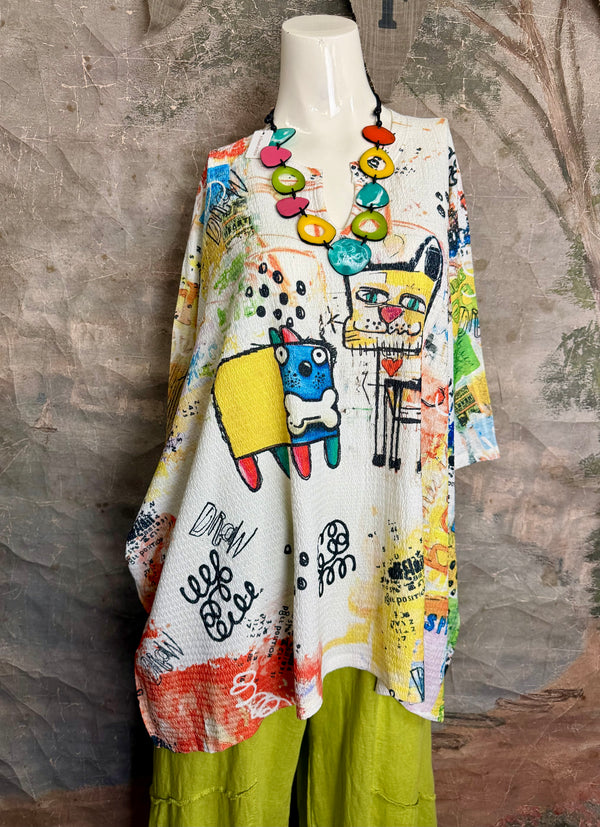 T1029YO Vneck Pullover Top-Bones & Hearty