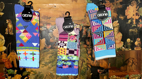 WW13 American Quilt Socks-Log Cabin Turquoise