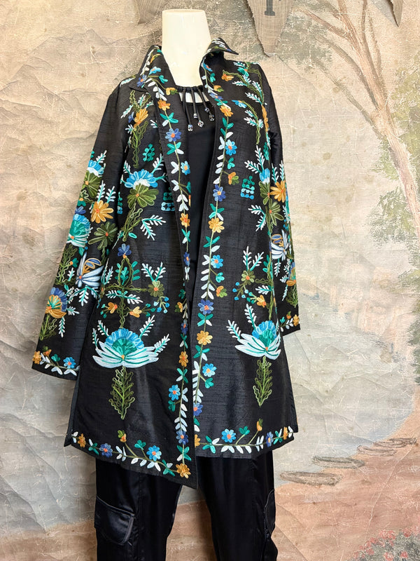 ANU 19969 Silk Embroidered Jacket-Lapis
