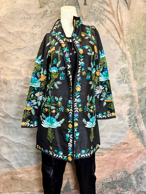 ANU 19969 Silk Embroidered Jacket-Lapis