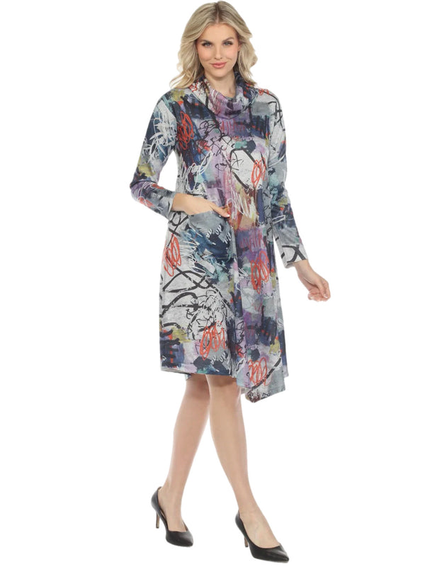 D543F Cowl Neck ASYM Dress-Grape Jam