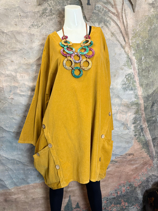 91983 Corduroy Pocket Tunic-Mustard
