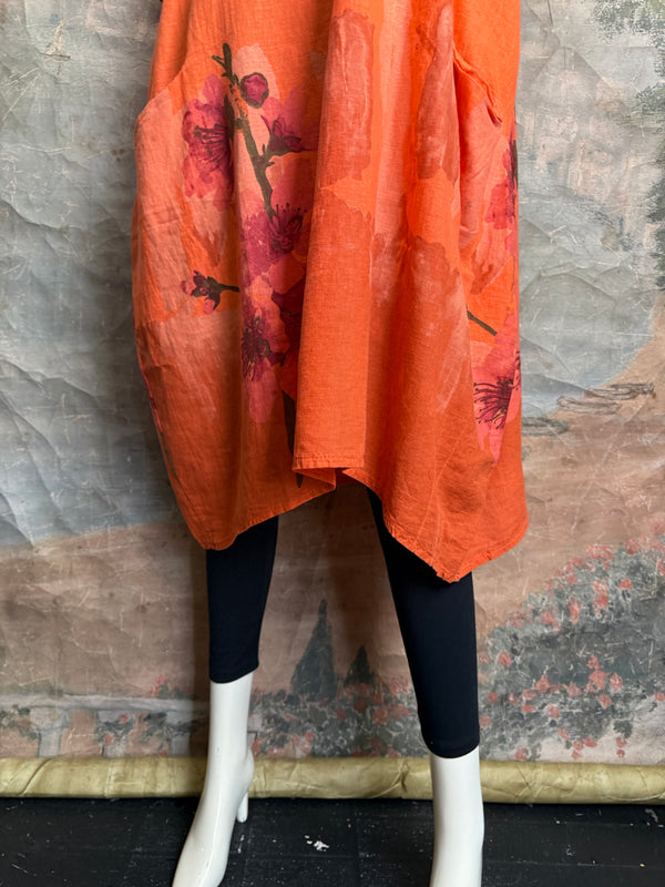 90847B Painters Garden Dress-Orange