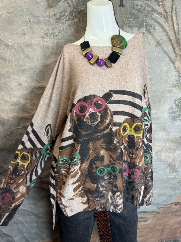 25704 Icon Print Sweater