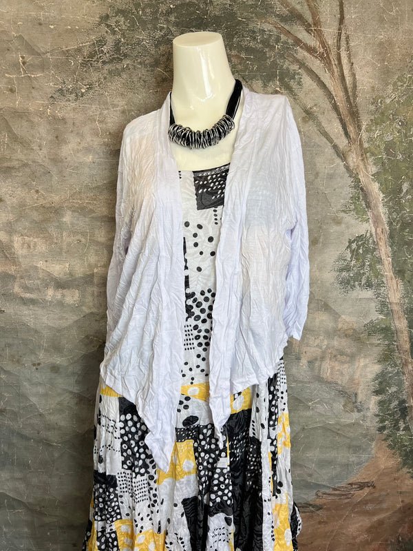 23066 Crinkle Tie Cardigan-White