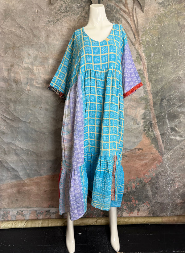 1027w Kantha Arts Tiered Dress-Mix 1