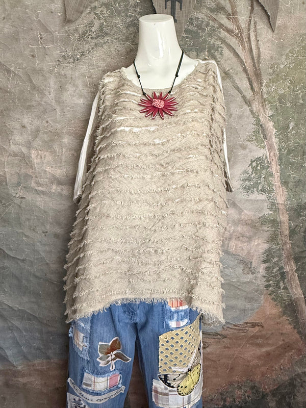 PL-613 Shaggy Linen 2way Top