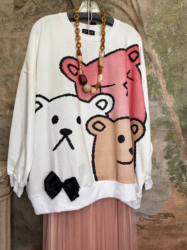 TF-5737 Teddy Gals W/Bow Sweatshirt Tee