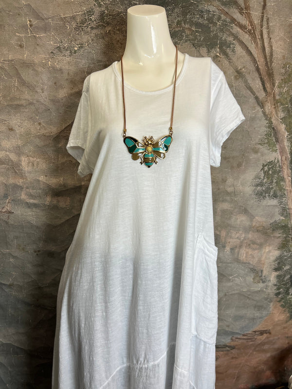 1123 Sharkbite Dress-White