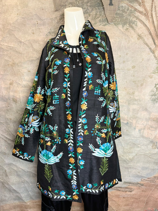 ANU 19969 Silk Embroidered Jacket-Lapis