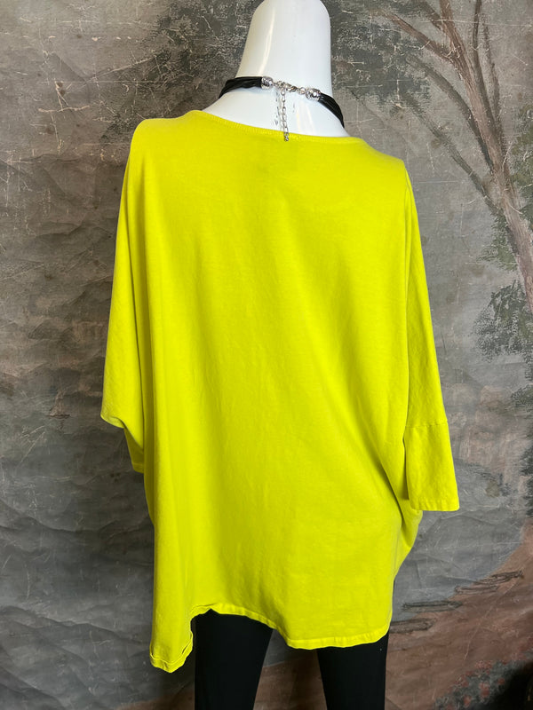 T1388C One Size Dolman Slv Tee-Sassy/Yellow