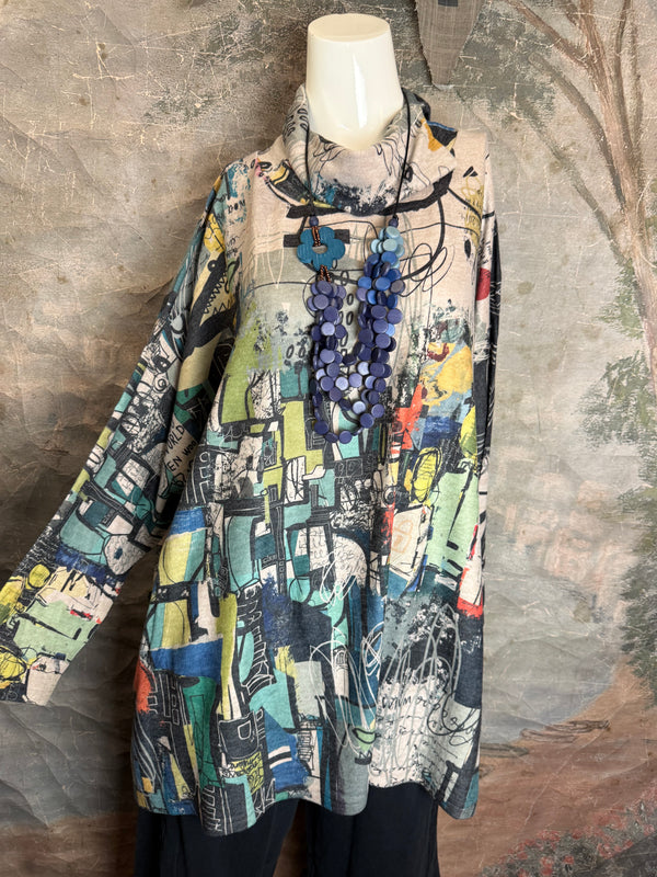 T1097 Cowlneck Dolman Slv Top-vivid dreams