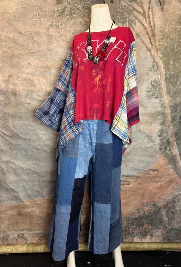 5576 Flannel Band Tee Topper-D