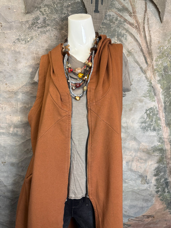 2626AU Zip Hoodie Vest-Ginger