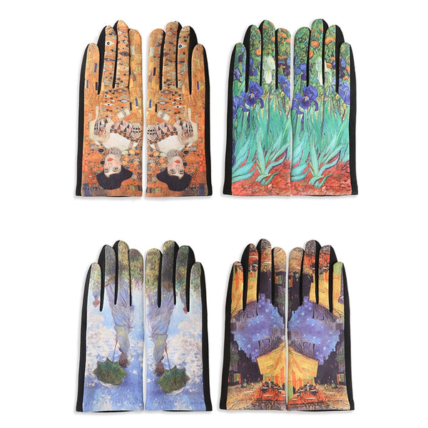 Artisan Portrait Suede Gloves-Café Terrace