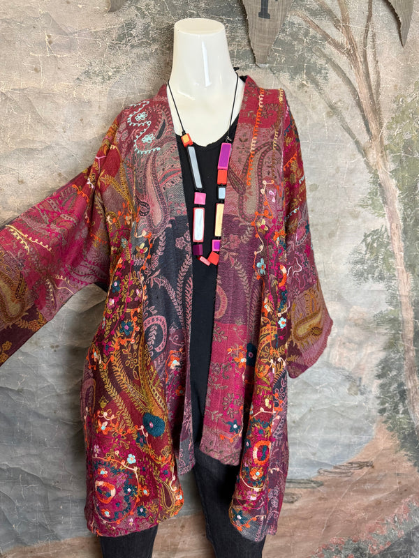 ANU 19828 Embroidered Duster JKT-Macroon