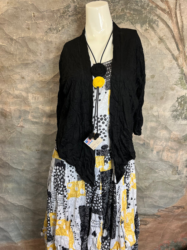 23066 Crinkle Tie Cardigan-Black
