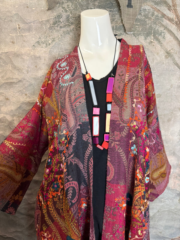 ANU 19828 Embroidered Duster JKT-Macroon