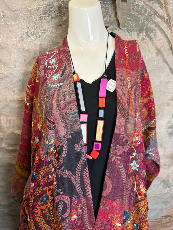 ANU 19828 Embroidered Duster JKT-Macroon