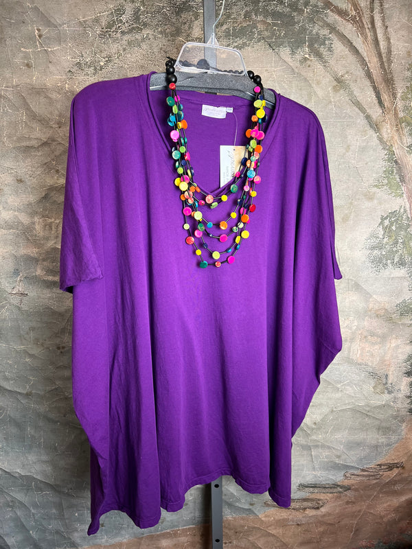 8715 Solid V-Elbow Tunic Tshirt-Violet