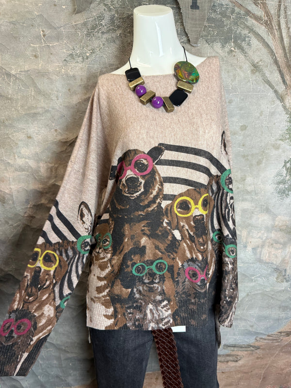 25704 Icon Print Sweater