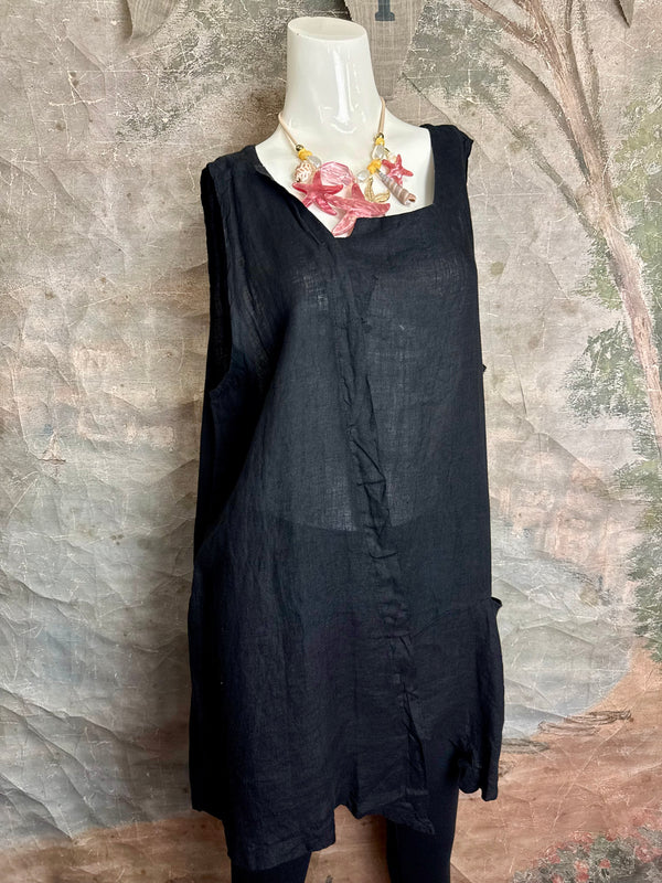 91755 Uneven Tank Top-Black