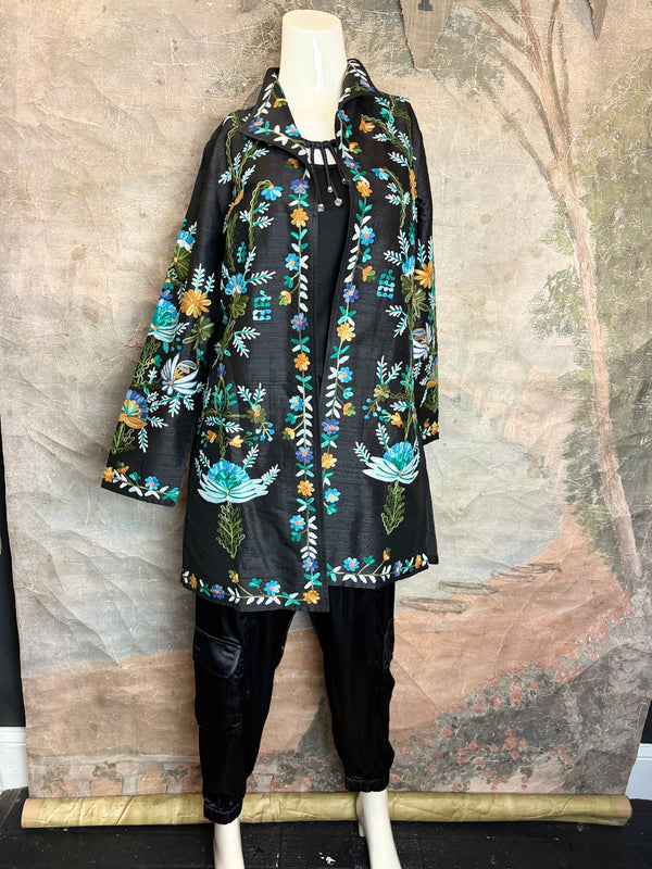 ANU 19969 Silk Embroidered Jacket-Lapis