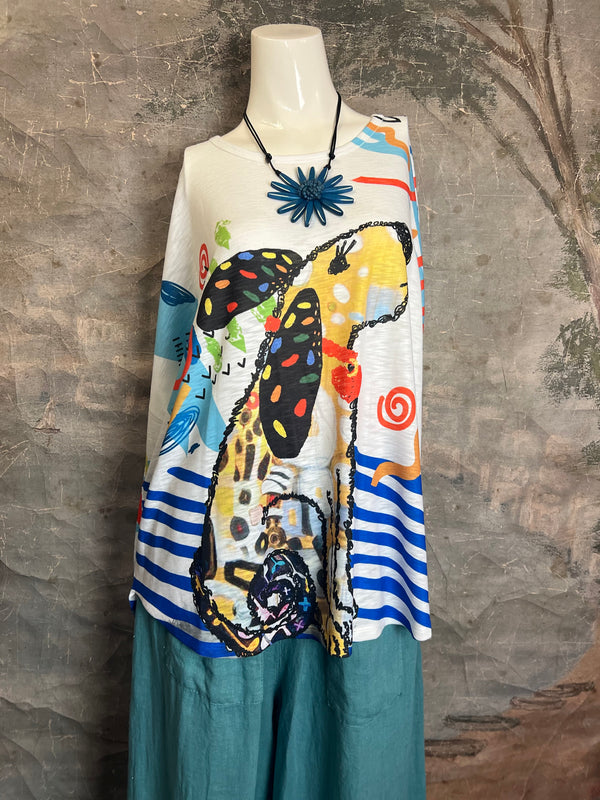 T448K Hi-Low Hem Tunic Top-Scruffys day out