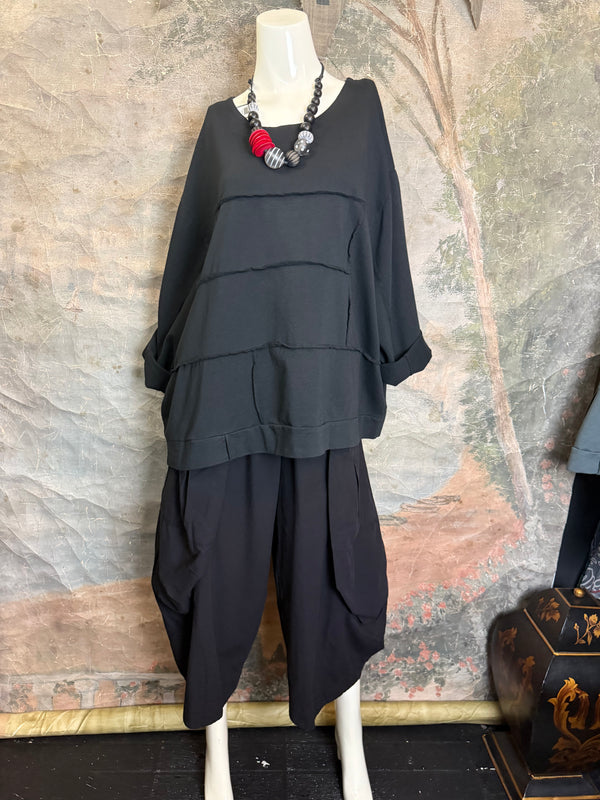 92052 Vintage Pullov Sweatshirt Top-Black