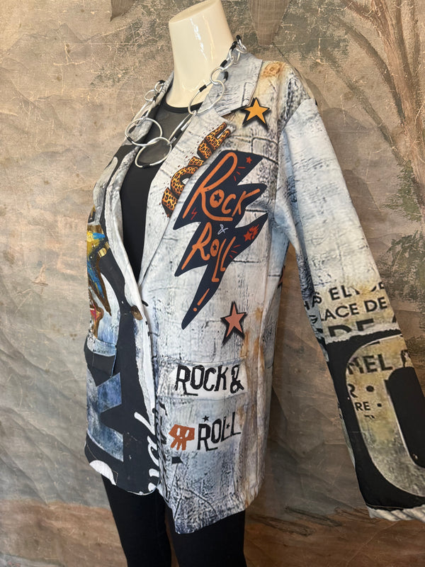 0A Leopard Mix Rock & Roll Graffiti Blazer
